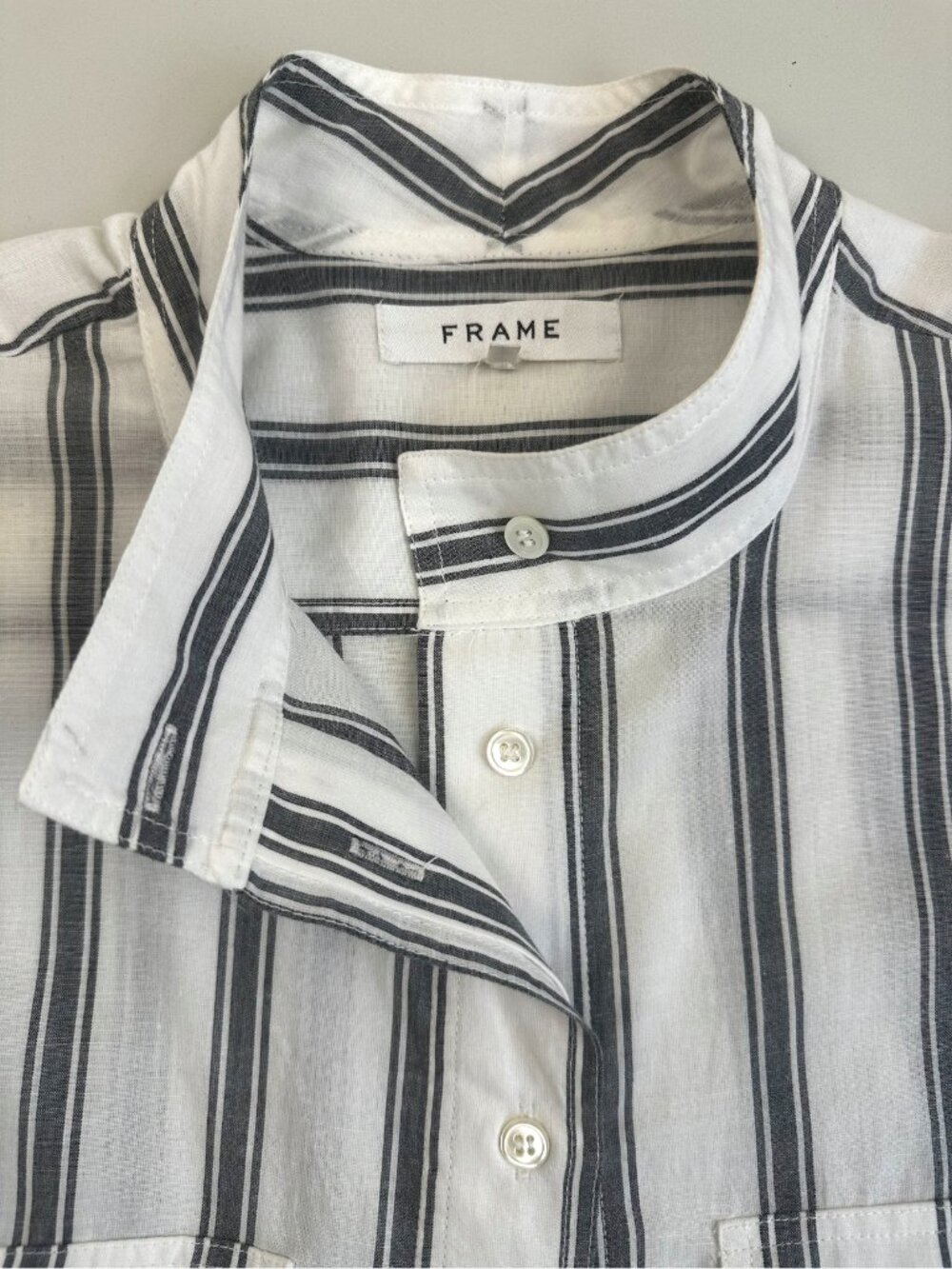 FRAME Women’s White Black Striped Cotton Button Down Shirt Blouse LWSH1785 - Picture 1 of 9